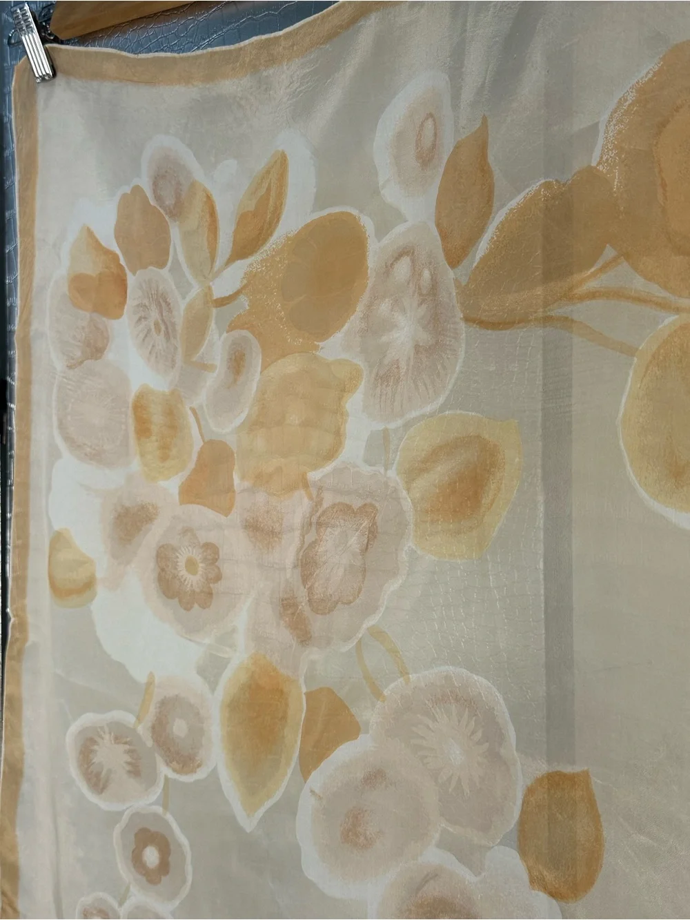 Women's Floral Sheer Scarf in Peach and Beige